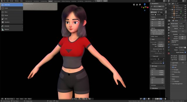 Stylized Girl Character Modeling For Blender Cycles And Eevee Amy Girl Style 1 3d Модель In 2439