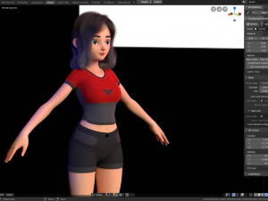 stylized girl character modeling for blender cycles and eevee - amy girl style 1 3D Model