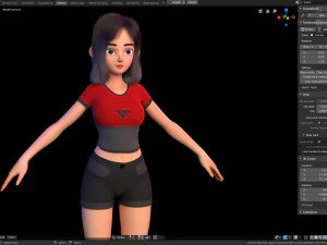 stylized girl character modeling for blender cycles and eevee - amy girl style 1 3D Model