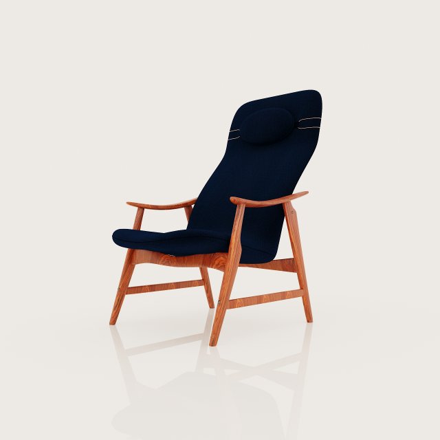 teak lounge chair 1960s Modelo 3D .c4d .max .obj .3ds .fbx .stl .blend