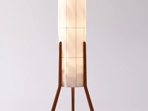 L&Acirc;MPADA DE PISO VINTAGE DINAMARQUESA COM 3 L&Acirc;MPADAS DE TECA TRIP&Eacute; Modelo 3D