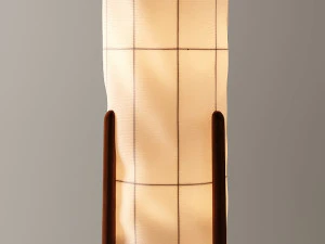 L&Acirc;MPADA DE PISO VINTAGE DINAMARQUESA COM 3 L&Acirc;MPADAS DE TECA TRIP&Eacute; Modelo 3D