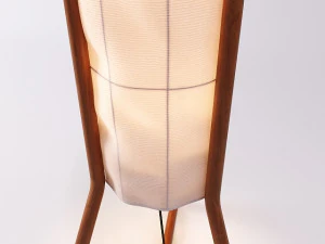 L&Acirc;MPADA DE PISO VINTAGE DINAMARQUESA COM 3 L&Acirc;MPADAS DE TECA TRIP&Eacute; Modelo 3D