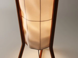 L&Acirc;MPADA DE PISO VINTAGE DINAMARQUESA COM 3 L&Acirc;MPADAS DE TECA TRIP&Eacute; Modelo 3D