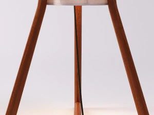 L&Acirc;MPADA DE PISO VINTAGE DINAMARQUESA COM 3 L&Acirc;MPADAS DE TECA TRIP&Eacute; Modelo 3D