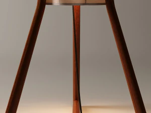 L&Acirc;MPADA DE PISO VINTAGE DINAMARQUESA COM 3 L&Acirc;MPADAS DE TECA TRIP&Eacute; Modelo 3D