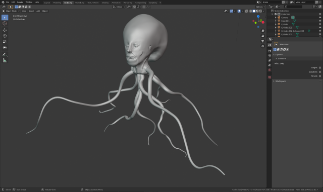 octopus with a human face 3D Модель .c4d .max .obj .3ds .fbx .stl .blend 