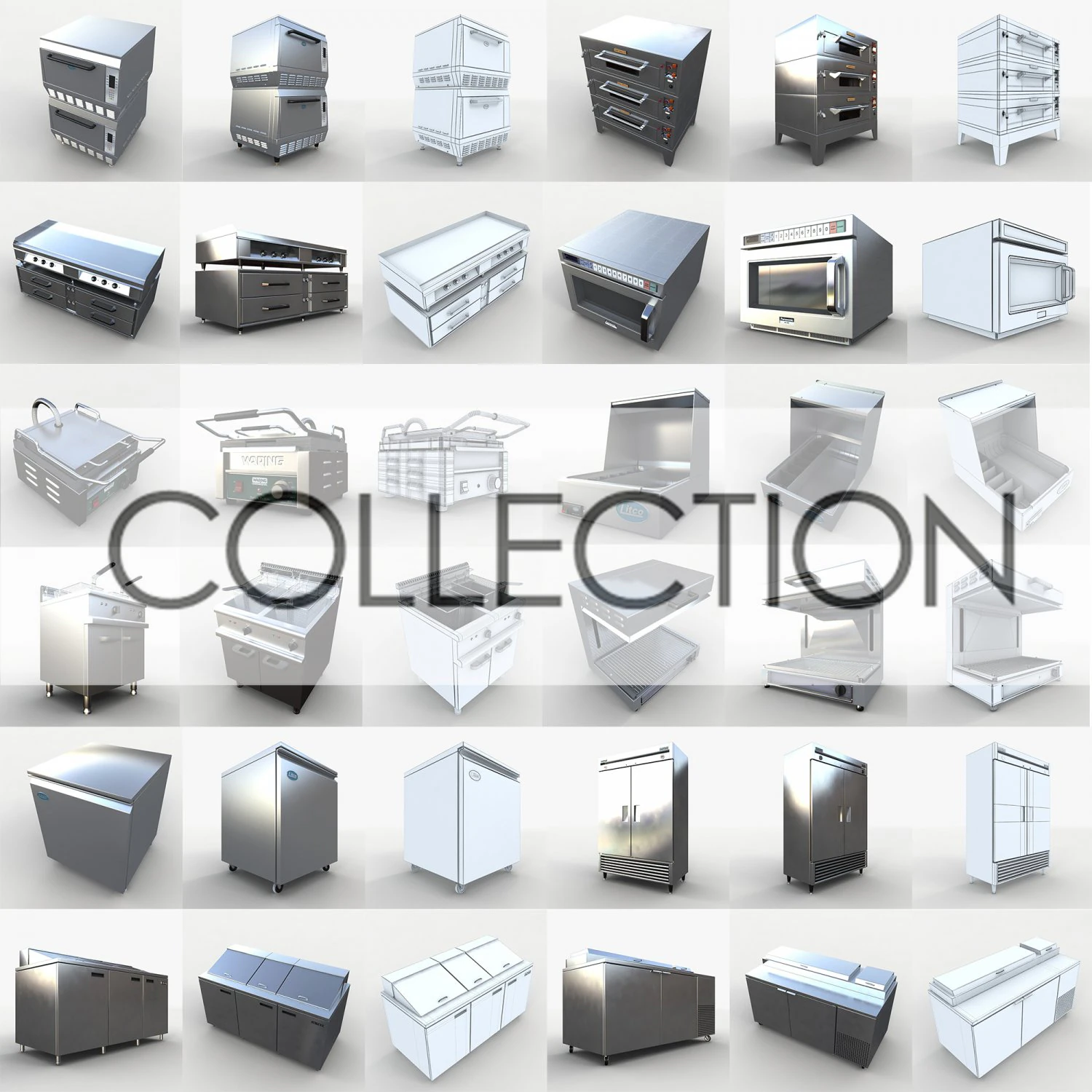 collection kitchen 3D Model .c4d .max .obj .3ds .fbx .stl .blend 