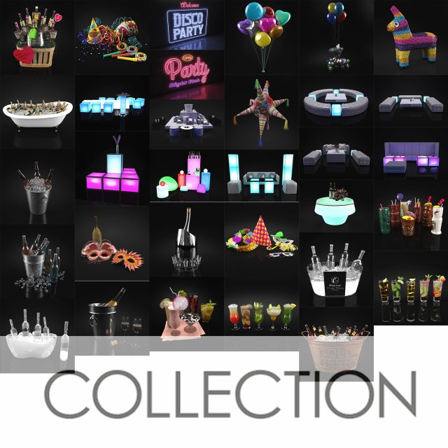 collection drink 3D Model .c4d .max .obj .3ds .fbx .stl .blend 