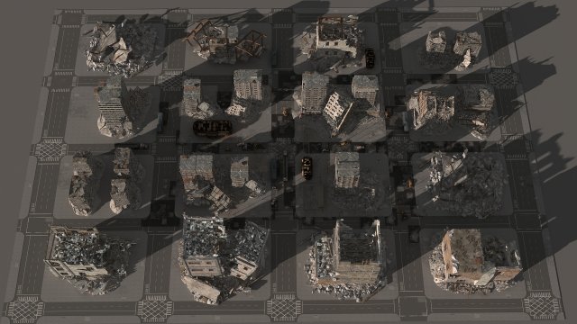 destroy city 2020 3D Modell .c4d .max .obj .3ds .fbx .stl .blend 