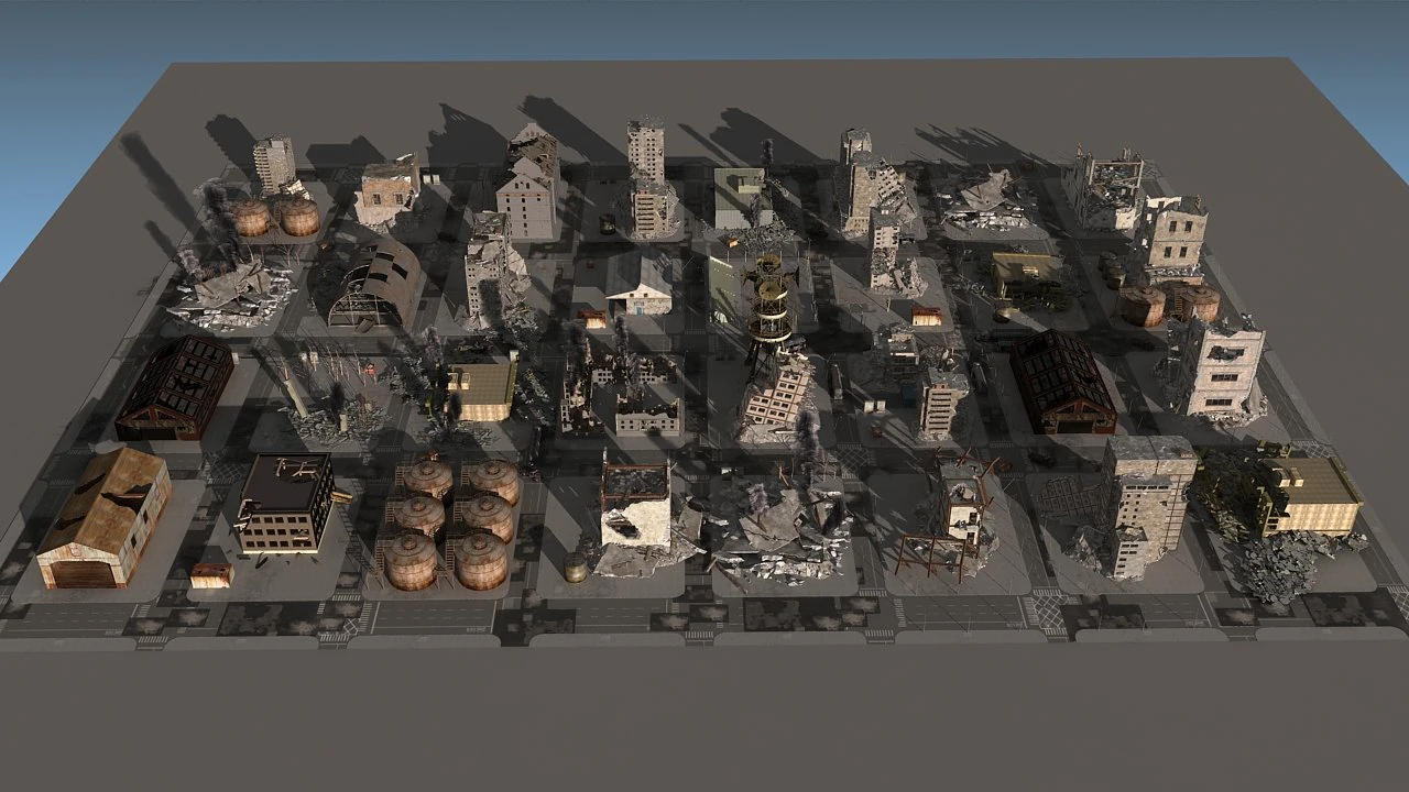 damaged city 2020 2 3D Model .c4d .max .obj .3ds .fbx .stl .blend 
