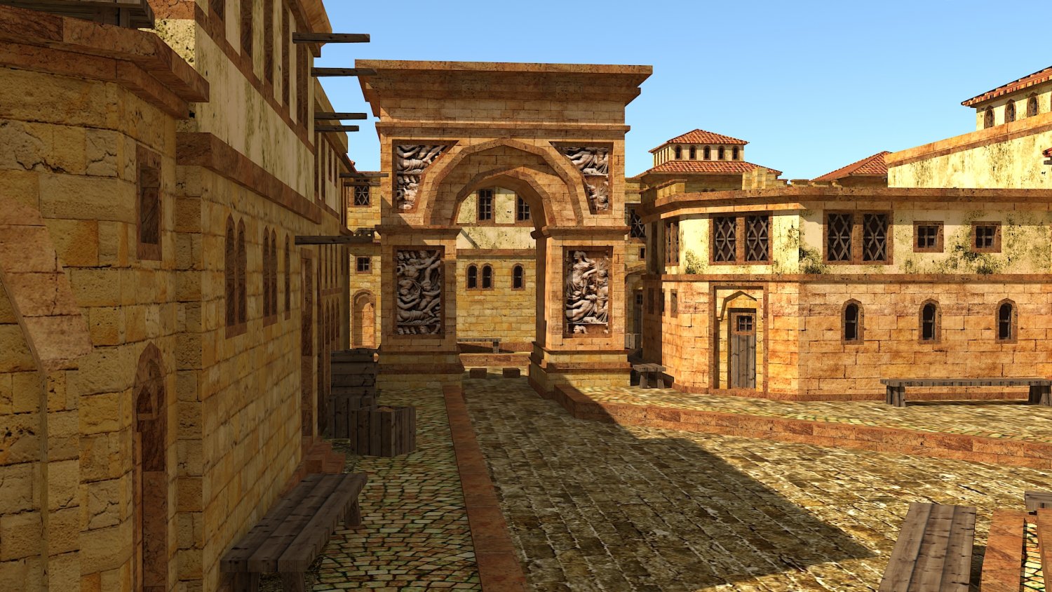 Roman Town Low-Poly 3D Модель In Здания 3DExport