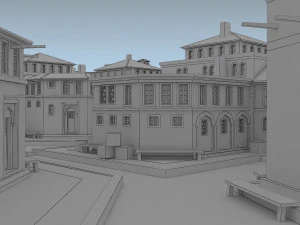 로마 마을 로우 폴리 3D 모델