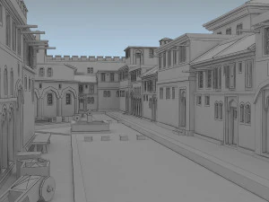 로마 마을 로우 폴리 3D 모델