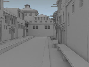 로마 마을 로우 폴리 3D 모델