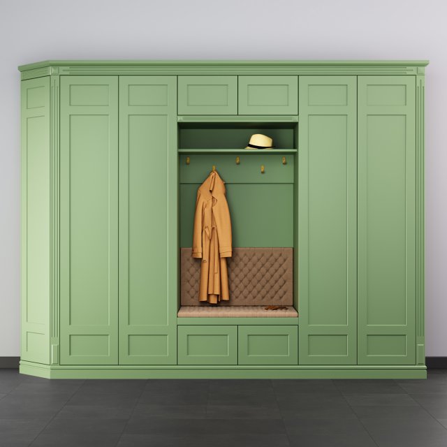 hallway wardrobe 001 3D Model .c4d .max .obj .3ds .fbx .stl .blend 