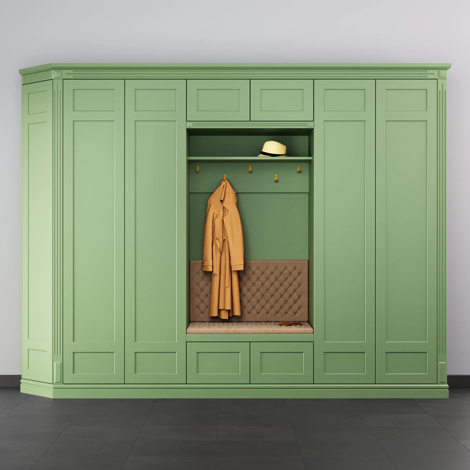 hallway wardrobe 001 3D Model .c4d .max .obj .3ds .fbx .stl .blend 