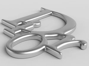 dior cast metal label 3D Model