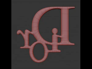 dior cast metal label 3D Model