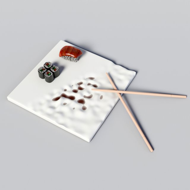 sushi plate 3D 模型 .c4d .max .obj .3ds .fbx .stl .blend 
