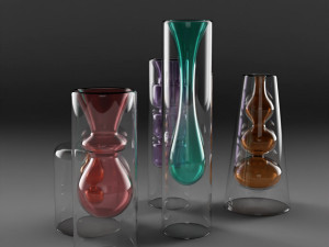 yves coloured glass vase set 3D Model