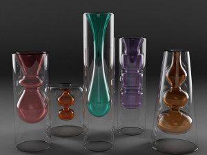yves coloured glass vase set 3D Model