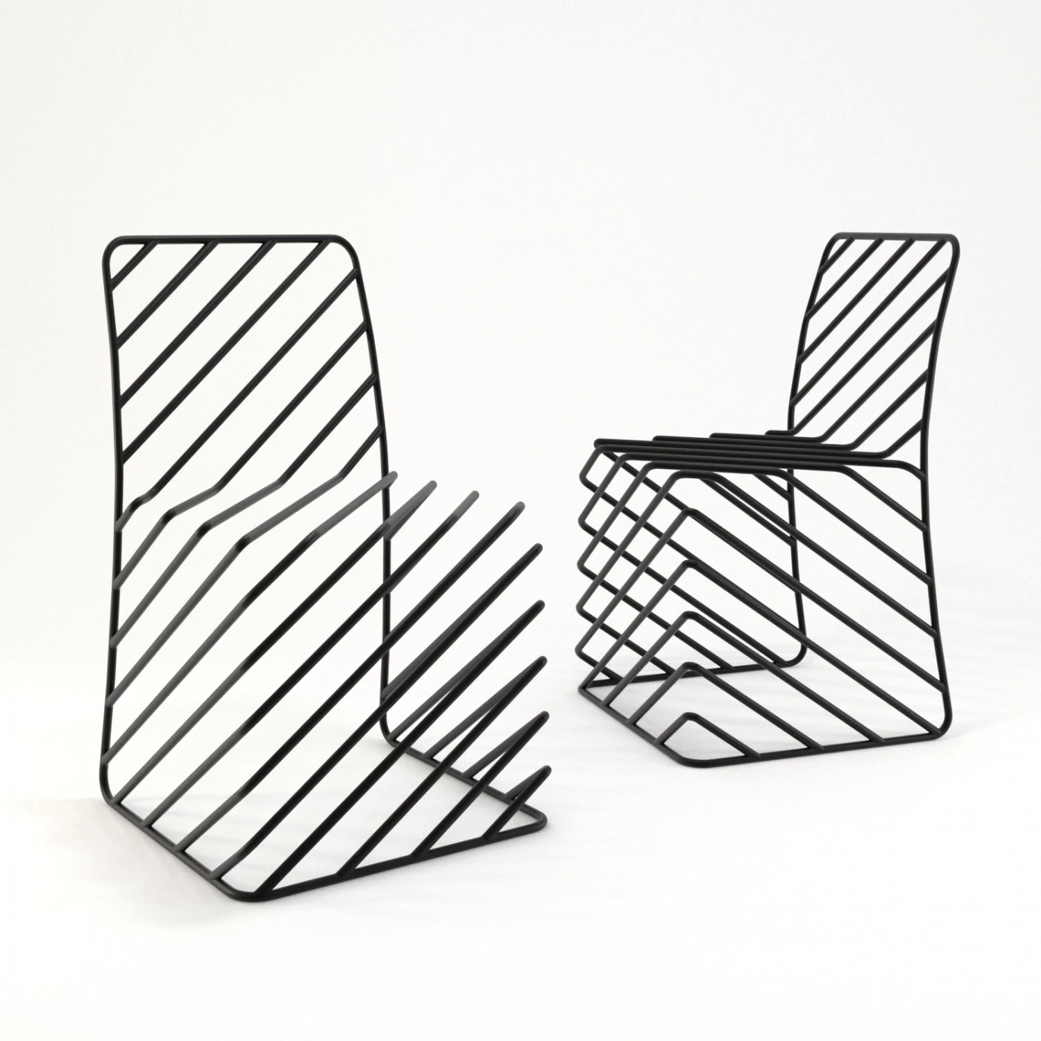 thin black lines chair 3D Model .c4d .max .obj .3ds .fbx .stl .blend