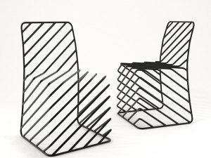 thin black lines chair 3D मॉडल