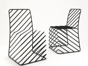 krzesło z cienkimi czarnymi liniami Model 3D