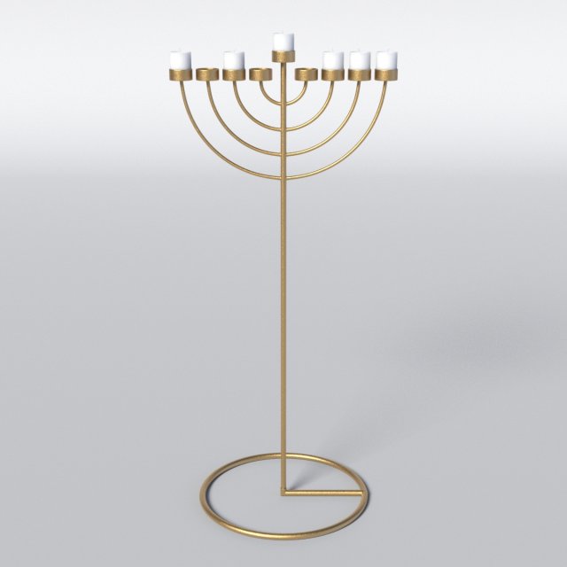 copper menorah 9 candles 3D Модель .c4d .max .obj .3ds .fbx .stl .blend 