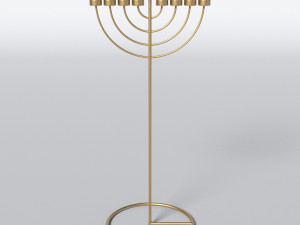 copper menorah 9 candles 3D Model