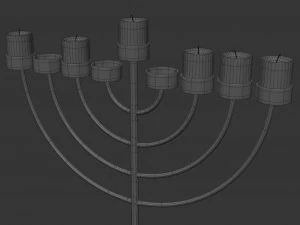 copper menorah 9 candles 3D Model