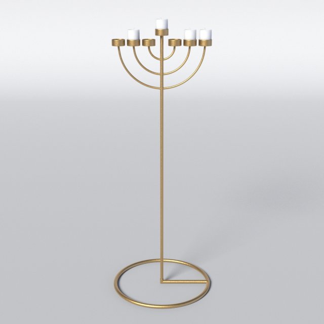 copper menorah 7 candles 3D Model .c4d .max .obj .3ds .fbx .stl .blend 