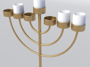 copper menorah 7 candles 3D Model
