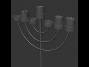 copper menorah 7 candles 3D Model