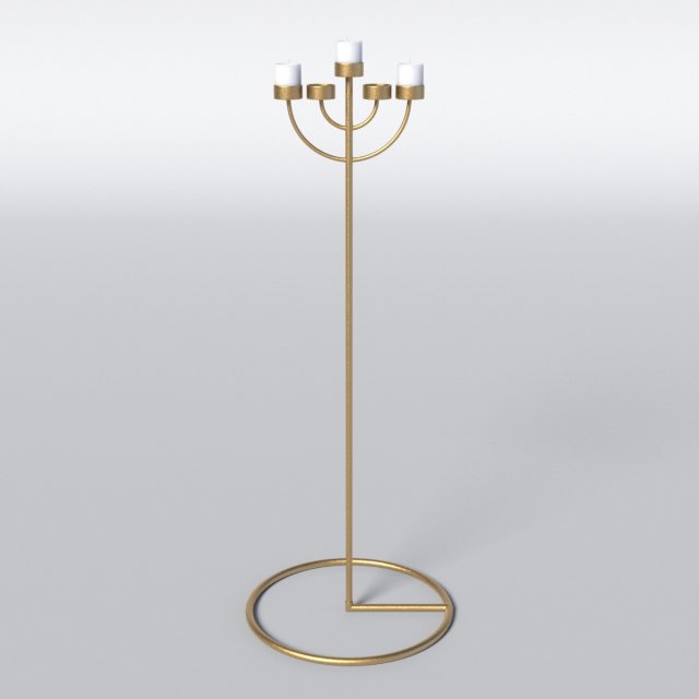 copper menorah 5 candles 3D Model .c4d .max .obj .3ds .fbx .stl .blend
