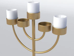 copper menorah 5 candles 3D Model