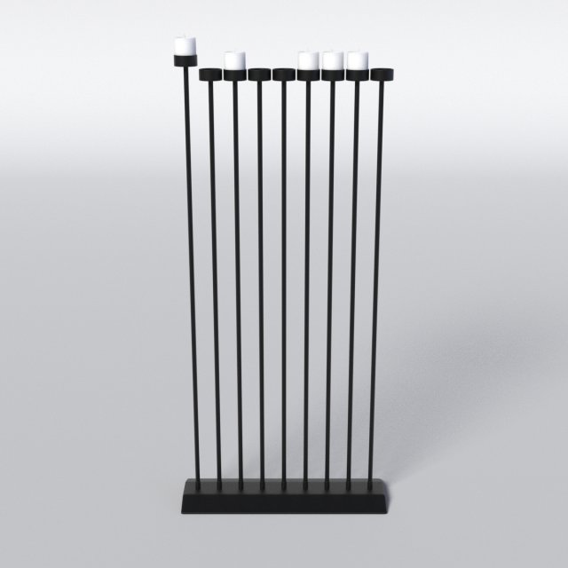 black menorah 9 candles 3D Модель .c4d .max .obj .3ds .fbx .stl .blend 