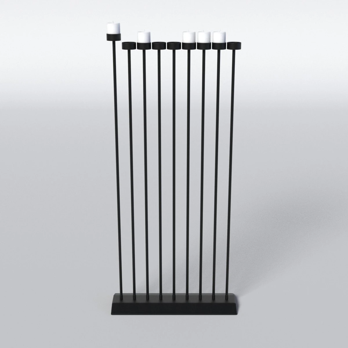 black menorah 9 candles 3D Model .c4d .max .obj .3ds .fbx .stl .blend 