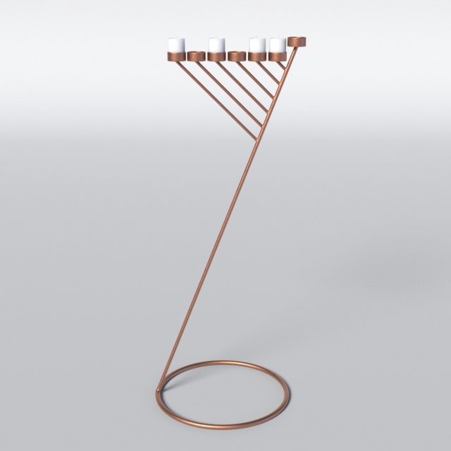 bronze menorah 7 candles 3D Model .c4d .max .obj .3ds .fbx .stl .blend 