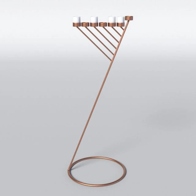 bronzen menora 7 kaarsen 3D Model .c4d .max .obj .3ds .fbx .stl .blend 