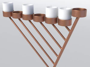 bronzen menora 7 kaarsen 3D Model