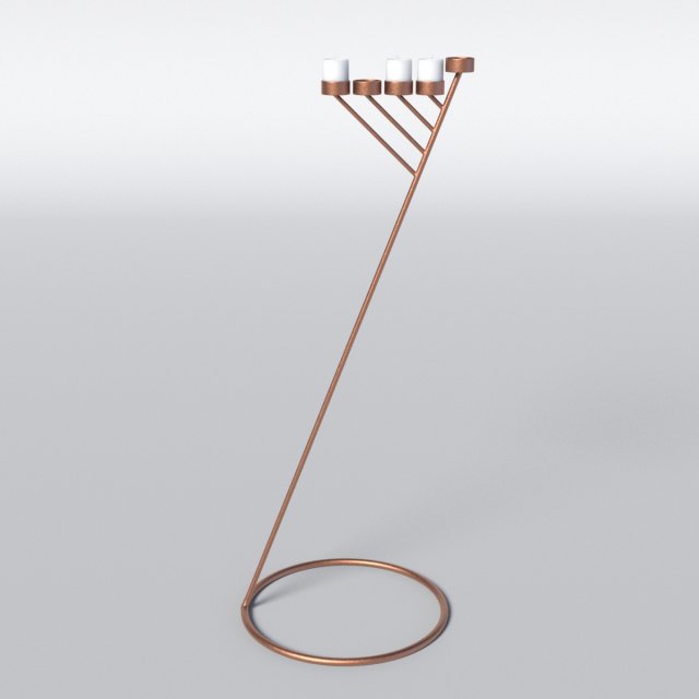 bronze menorah 5 candles 3D Model .c4d .max .obj .3ds .fbx .stl .blend 