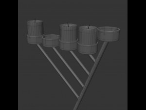 bronze menorah 5 candles 3D Model