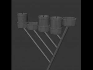 bronze menorah 5 candles 3D Model