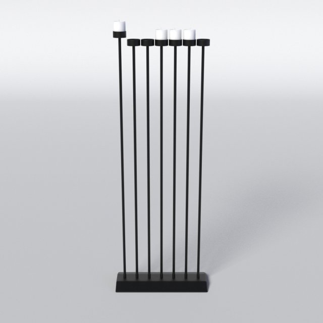 black menorah 7 candles 3D मॉडल .c4d .max .obj .3ds .fbx .stl .blend 