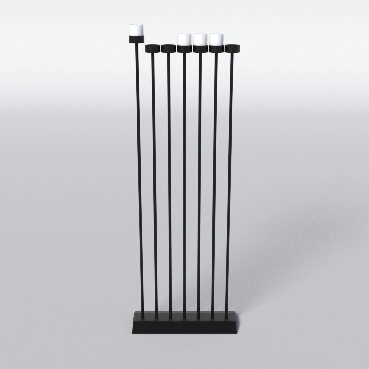 black menorah 7 candles 3D Model .c4d .max .obj .3ds .fbx .stl .blend 