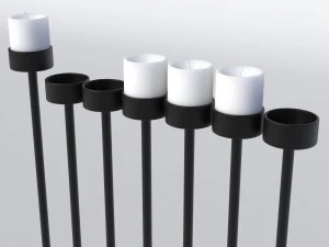 black menorah 7 candles 3D Model