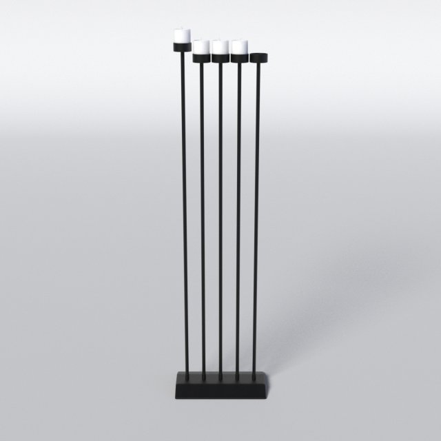 black menorah 5 candles 3D Model .c4d .max .obj .3ds .fbx .stl .blend 
