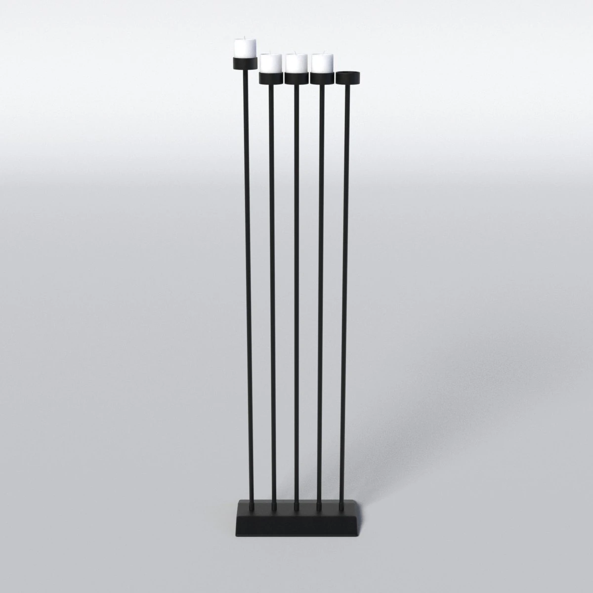 black menorah 5 candles 3D Model .c4d .max .obj .3ds .fbx .stl .blend 